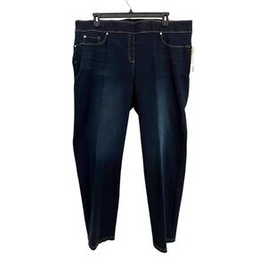 INVESTMENTS SLIM FACTOR 3X Regular Slim Straight Pull-on Jeans Dark Wash NWT